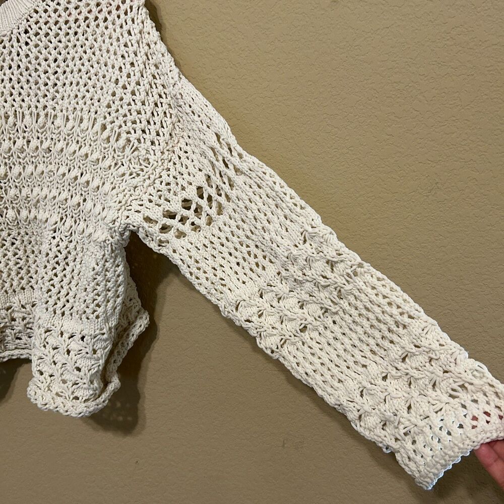 Bucket List Open Knit Crochet Sweater Women Medium Stretchy Oversized Beach Boho - Picture 6 of 10